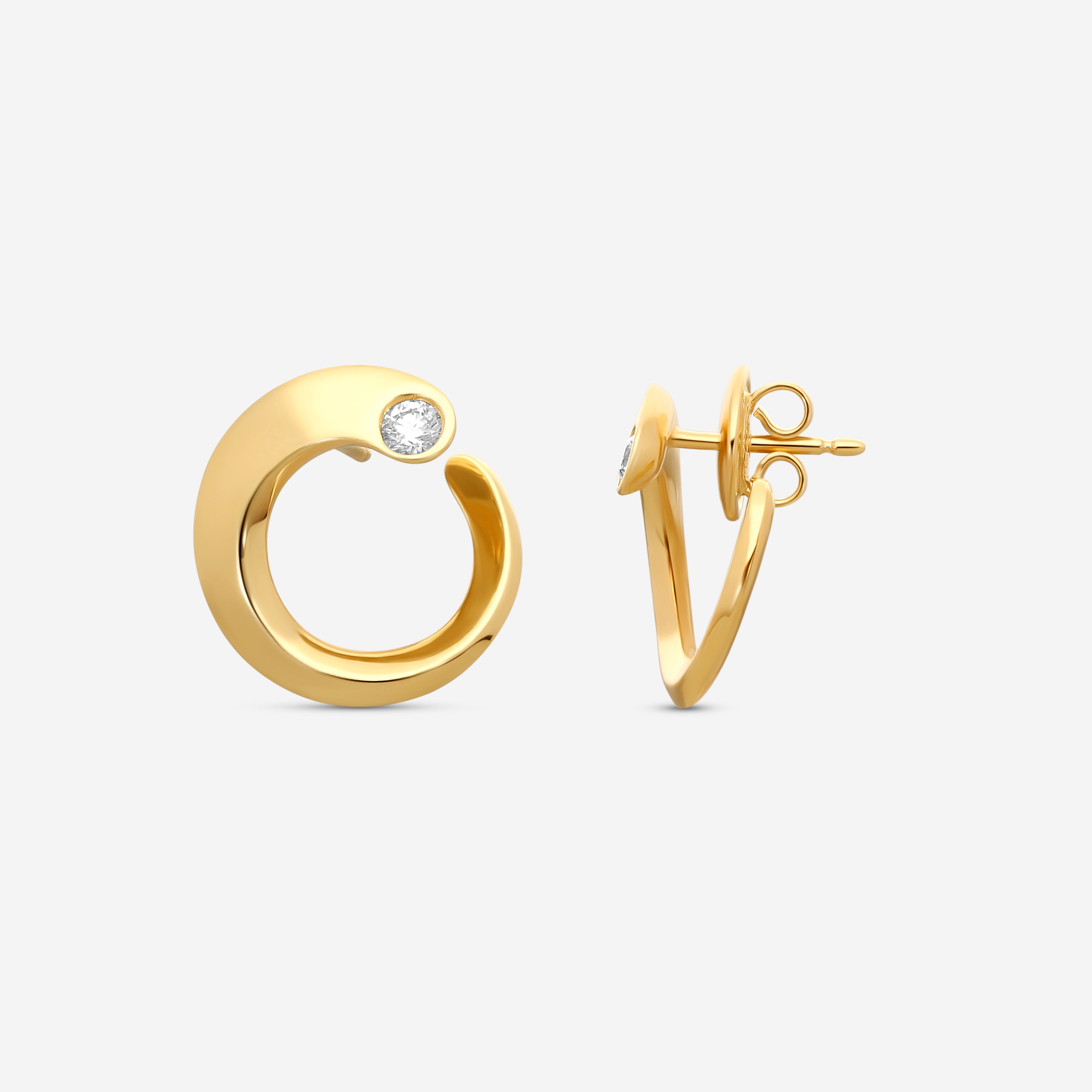 Crivelli Like 18K Yellow Gold Diamond C Earrings E0271E - THE SOLIST