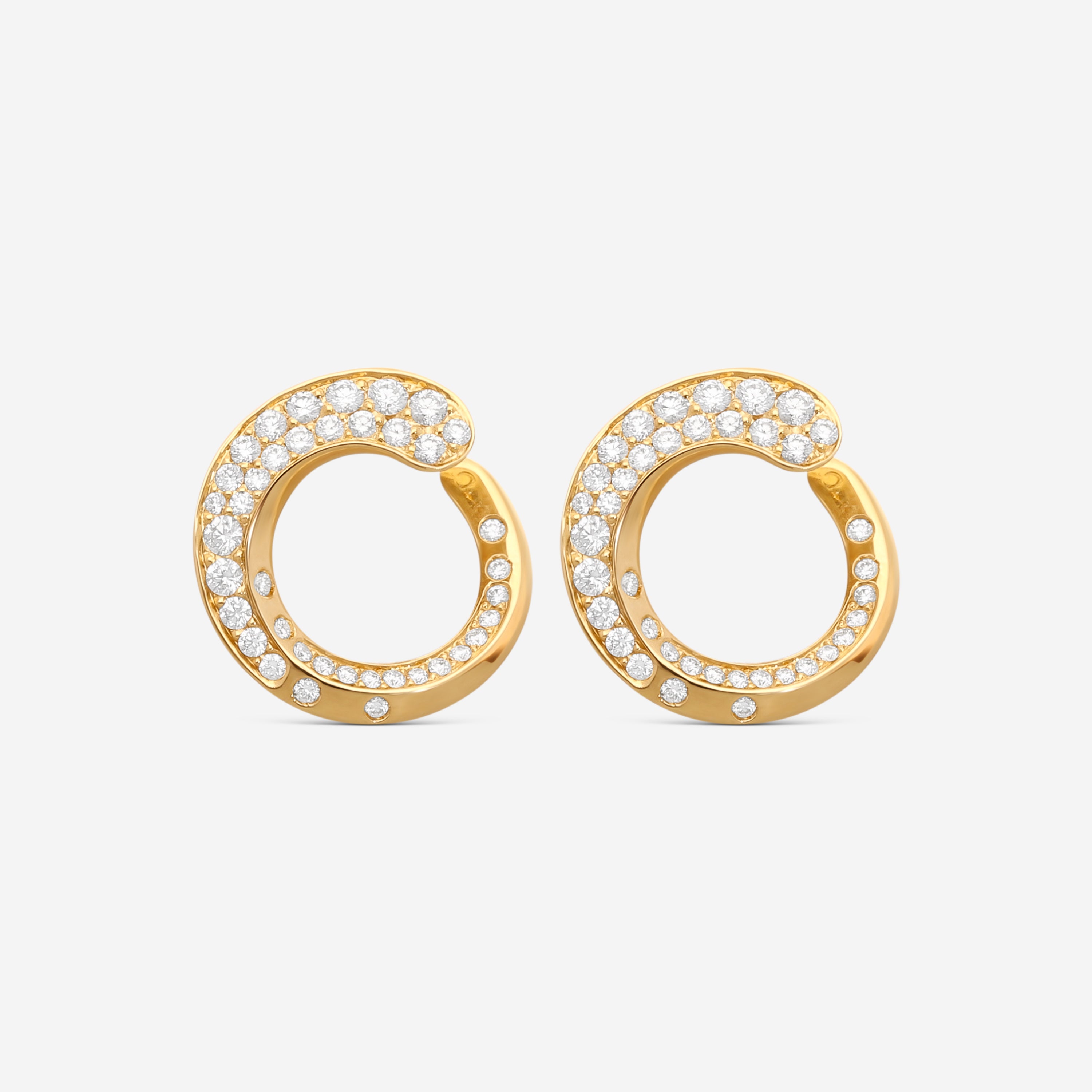 Crivelli Like 18K Yellow Gold Diamond Spiral Hoop Earrings E0272E