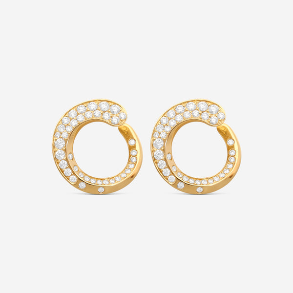 Crivelli Like 18K Yellow Gold Diamond Spiral Hoop Earrings E0272E