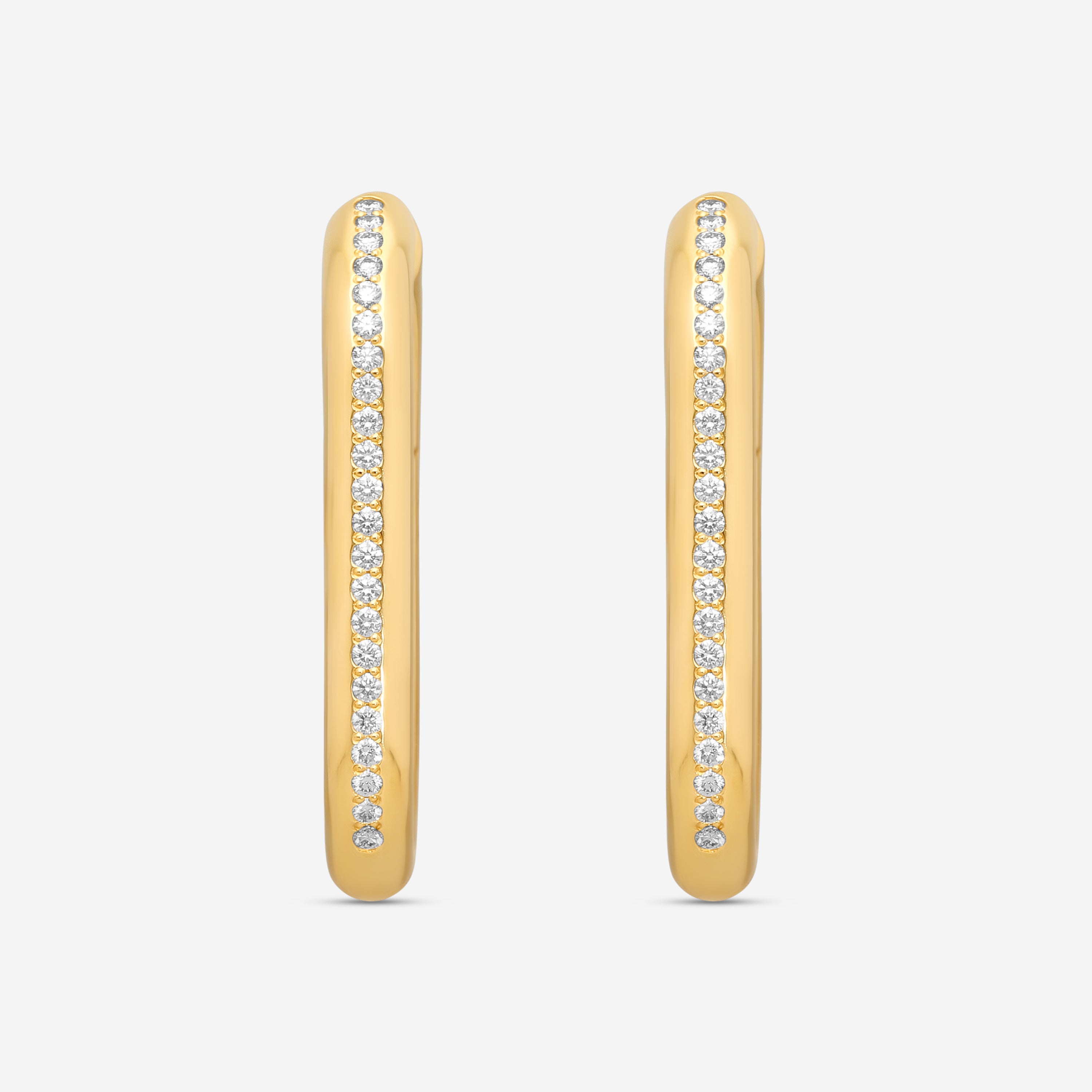 Crivelli 18K Yellow Gold Diamond Oval Pave Elongated Hoop Earrings E0298E - THE SOLIST