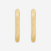 Crivelli 18K Yellow Gold Diamond Oval Pave Elongated Hoop Earrings E0298E - THE SOLIST