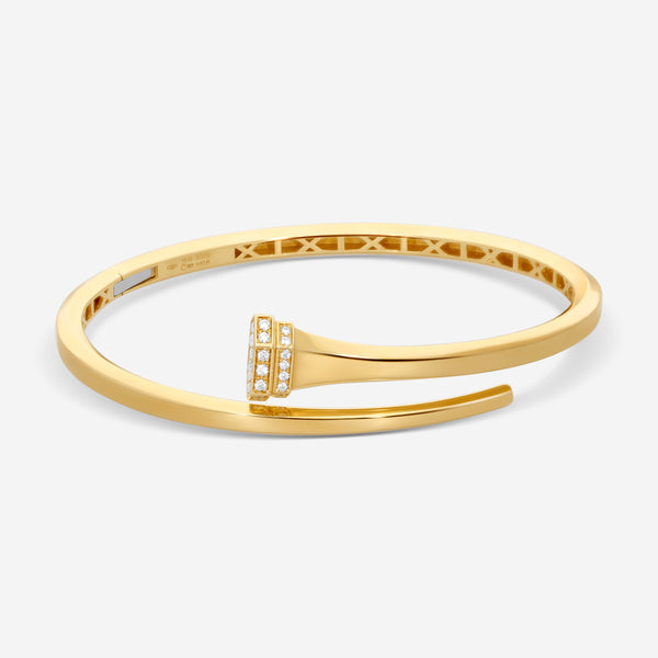 Crivelli Pillar 18K Yellow Gold Diamond Bypass Bangle Bracelet G0119E