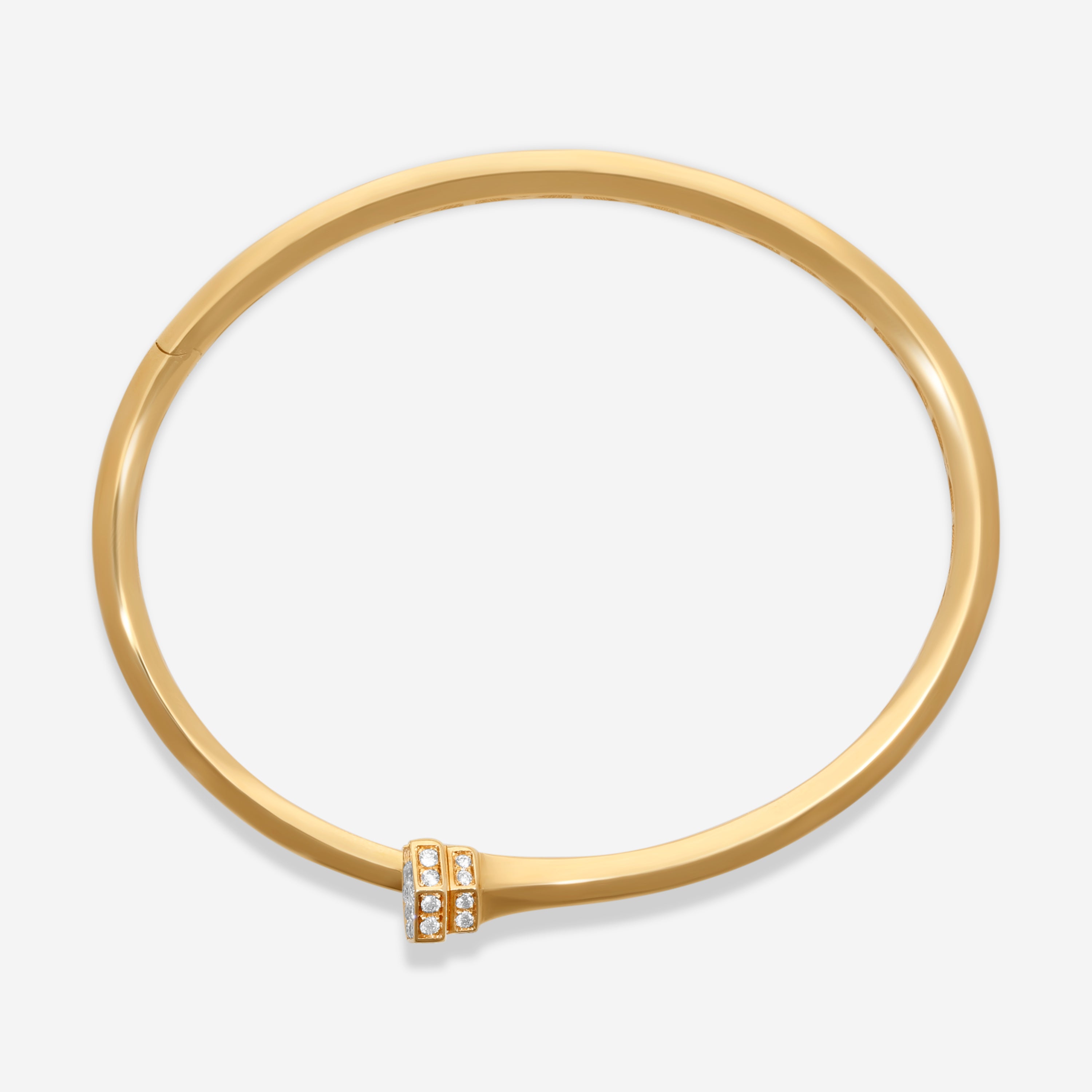 Crivelli Pillar 18K Yellow Gold Diamond Bypass Bangle Bracelet G0119E