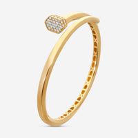 Crivelli Pillar 18K Yellow Gold Diamond Bypass Bangle Bracelet G0119E