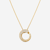 Crivelli 18K Yellow Gold Diamond Circle Pendant Necklace P0008E - THE SOLIST