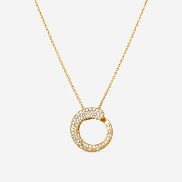 Crivelli 18K Yellow Gold Diamond Circle Pendant Necklace P0008E