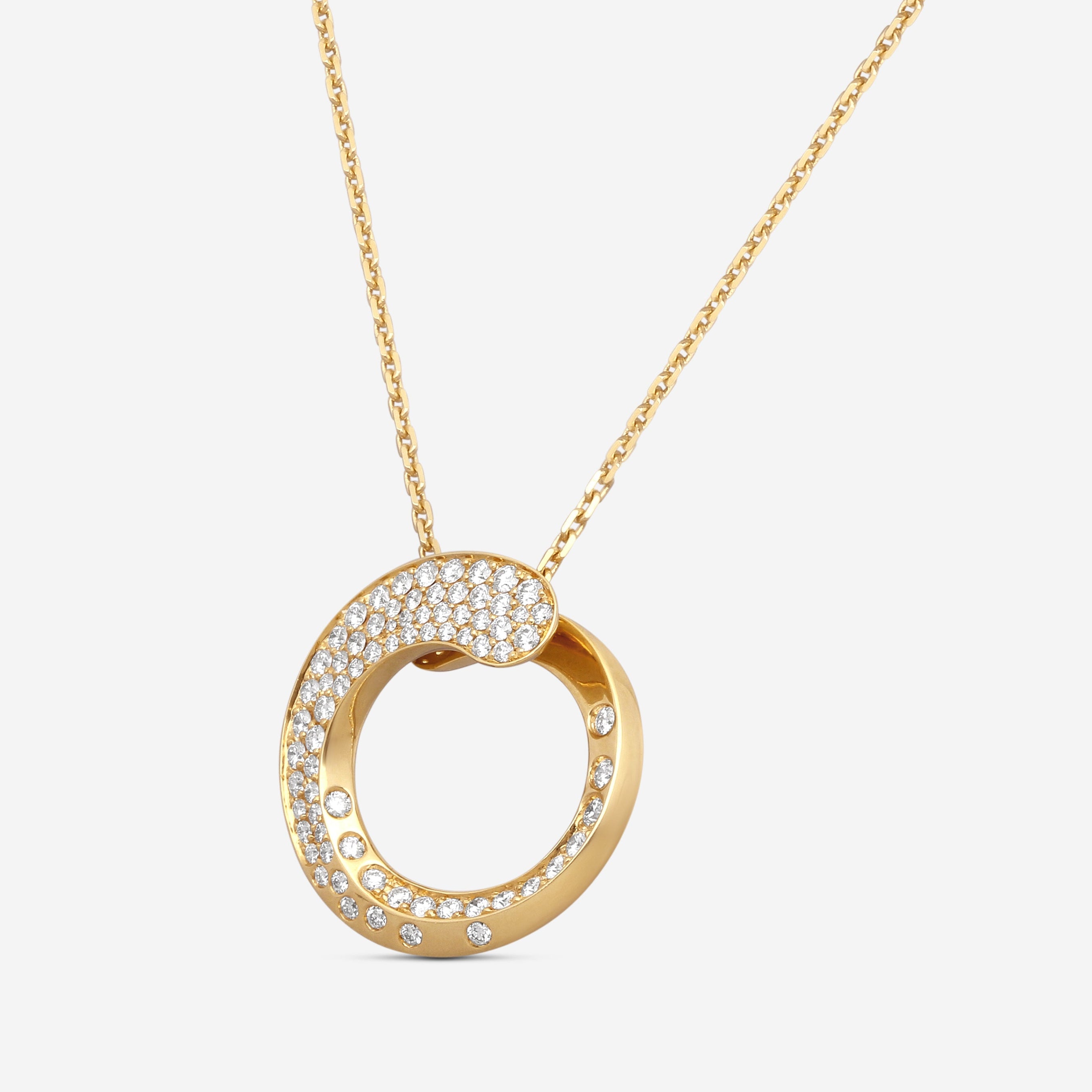 Crivelli 18K Yellow Gold Diamond Circle Pendant Necklace P0008E - THE SOLIST