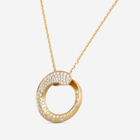 Crivelli 18K Yellow Gold Diamond Circle Pendant Necklace P0008E - THE SOLIST