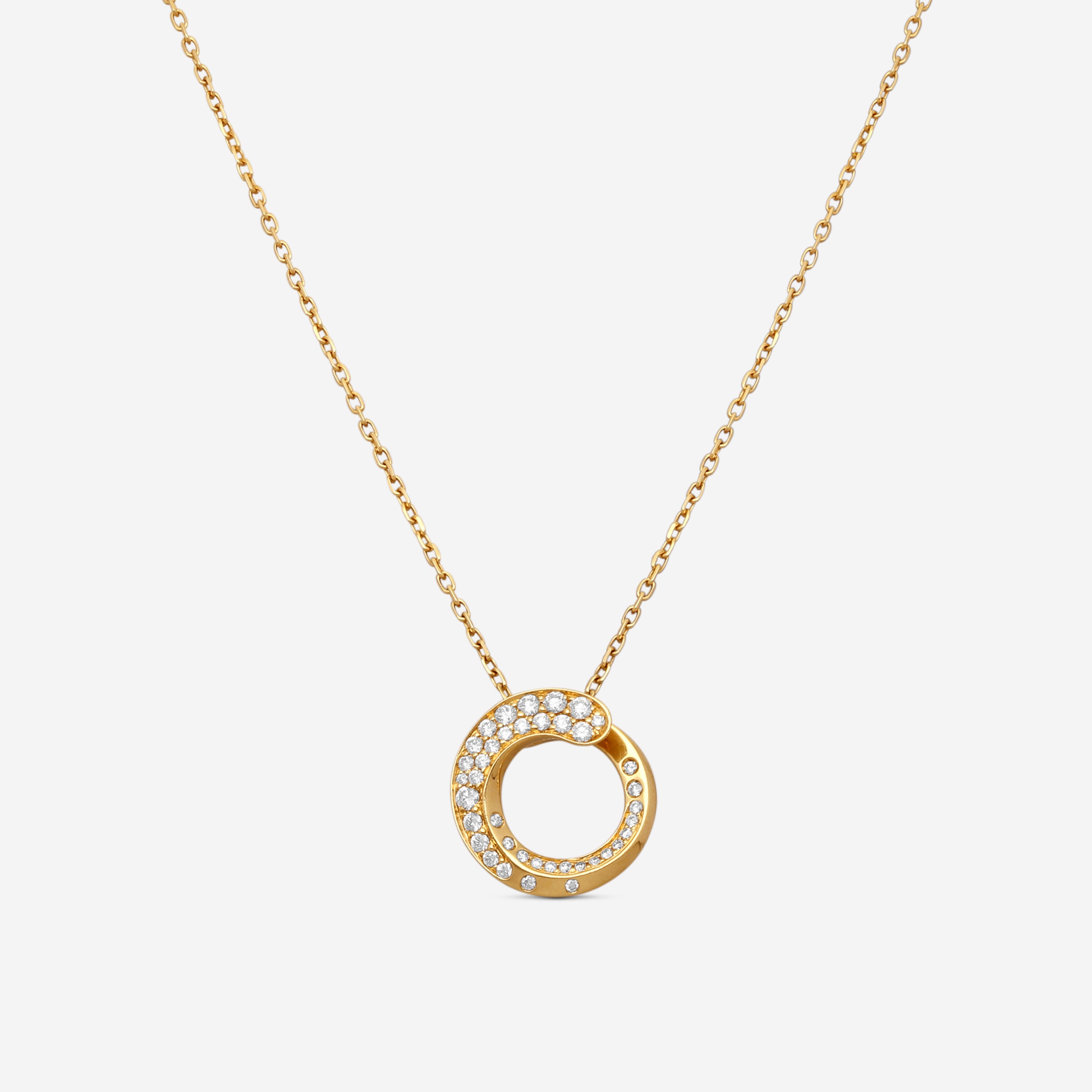 Crivelli 18K Yellow Gold Diamond Circle Pendant Necklace P0009E - THE SOLIST