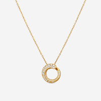 Crivelli 18K Yellow Gold Diamond Circle Pendant Necklace P0009E - THE SOLIST