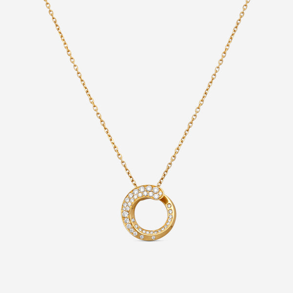 Crivelli 18K Yellow Gold Diamond Circle Pendant Necklace P0009E