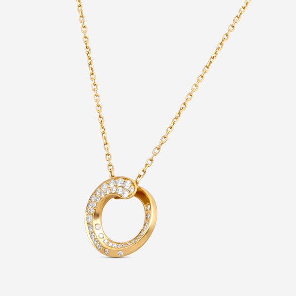 Crivelli 18K Yellow Gold Diamond Circle Pendant Necklace P0009E