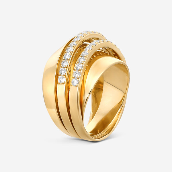 Crivelli 18K Yellow Gold Double Diamond Row Dome Ring Sz. 6 R0289E-7