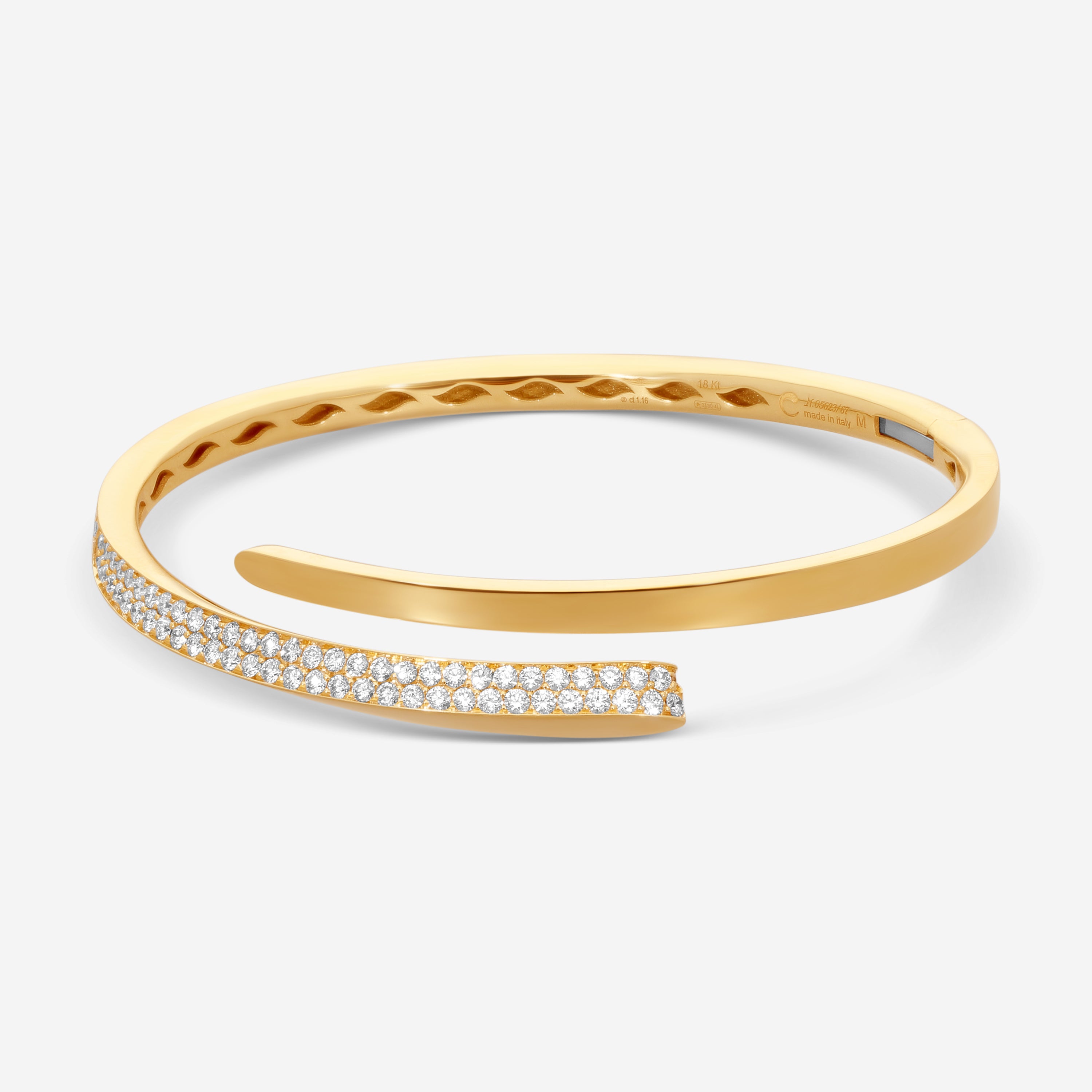 Crivelli 18K Yellow Gold Diamond Open Bangle Bracelet B0253E - THE SOLIST