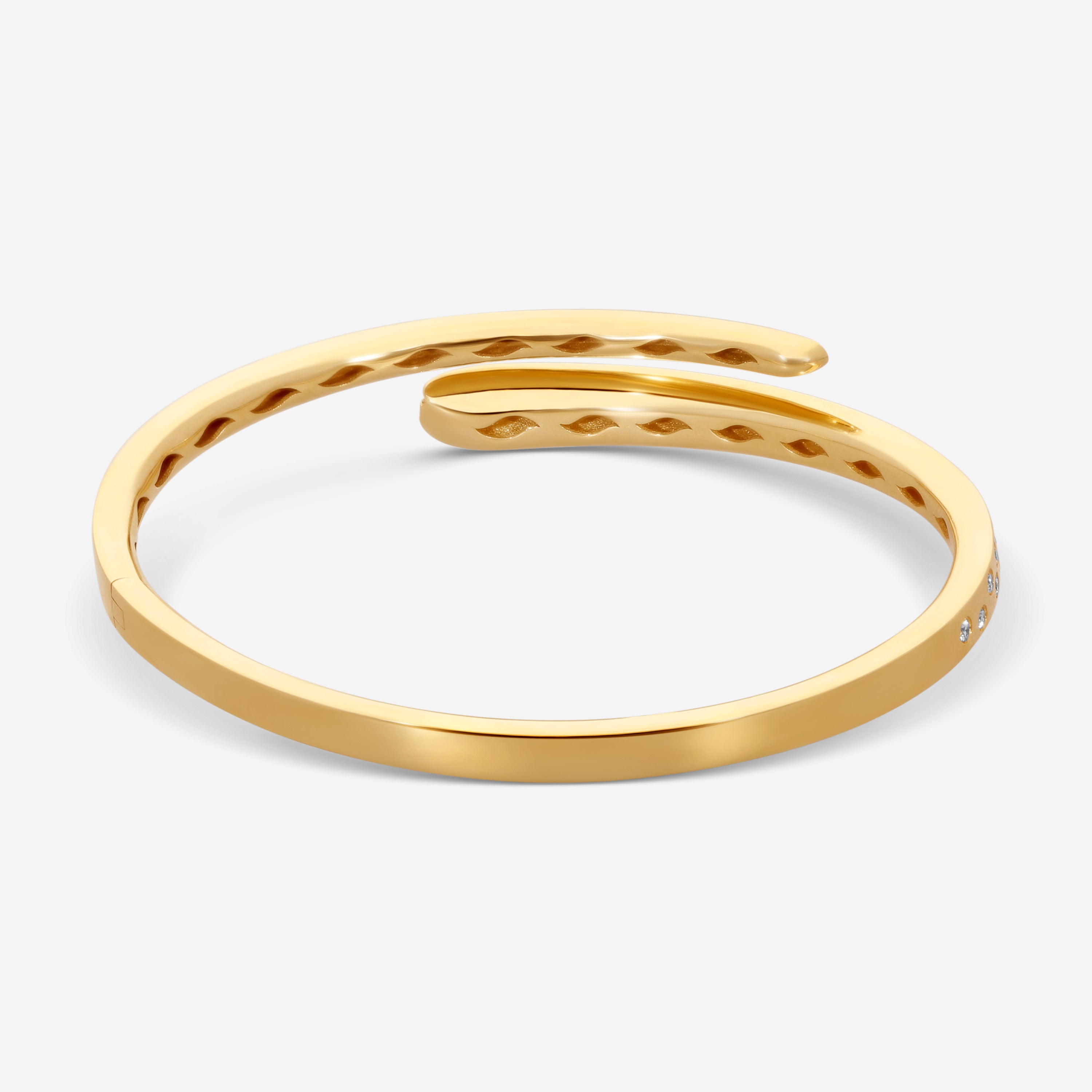 Crivelli 18K Yellow Gold Diamond Open Bangle Bracelet B0253E - THE SOLIST