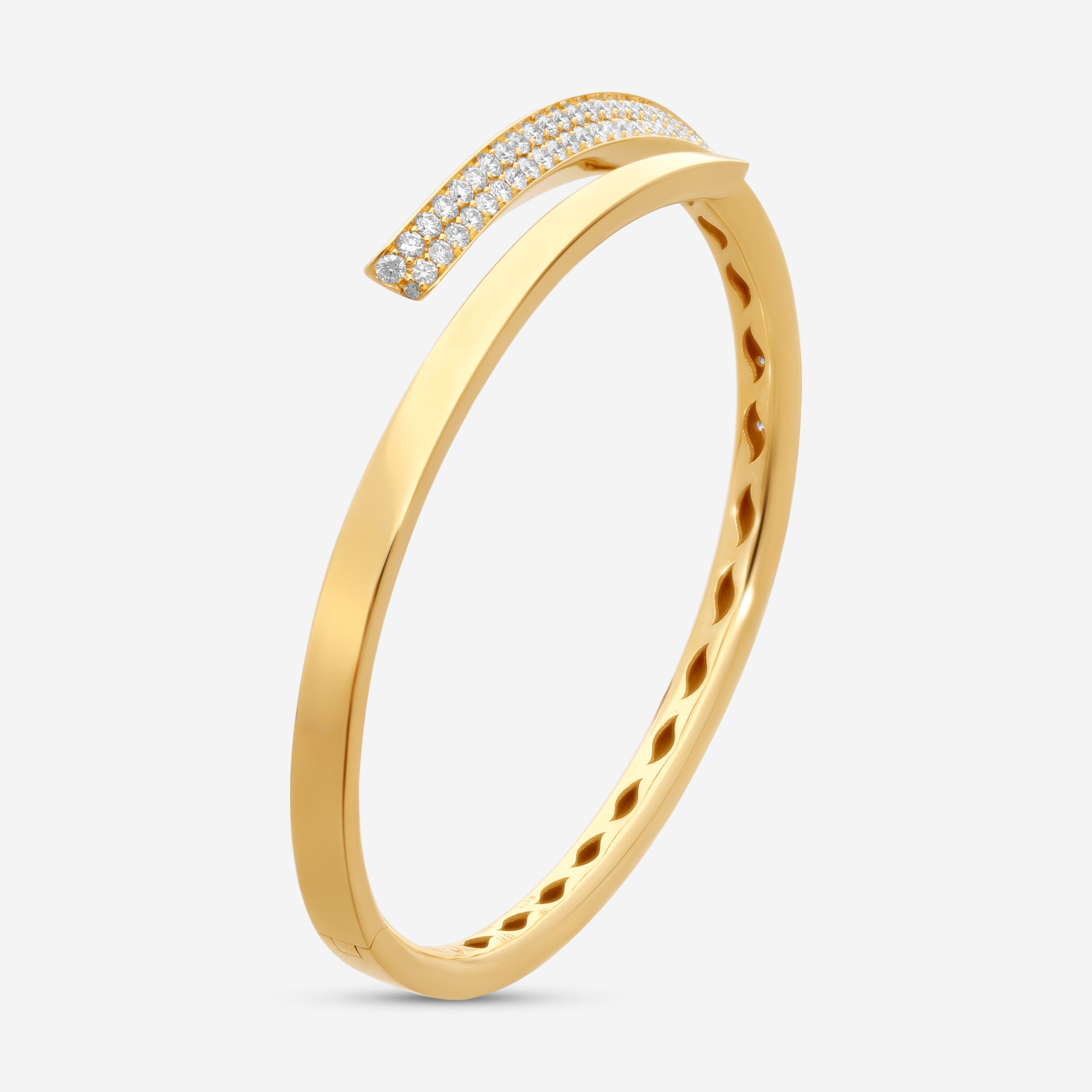 Crivelli 18K Yellow Gold Diamond Open Bangle Bracelet B0253E - THE SOLIST