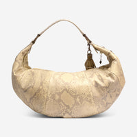 Armenta Taupe Python Leather Small Slouchy Hobo Bag 20314