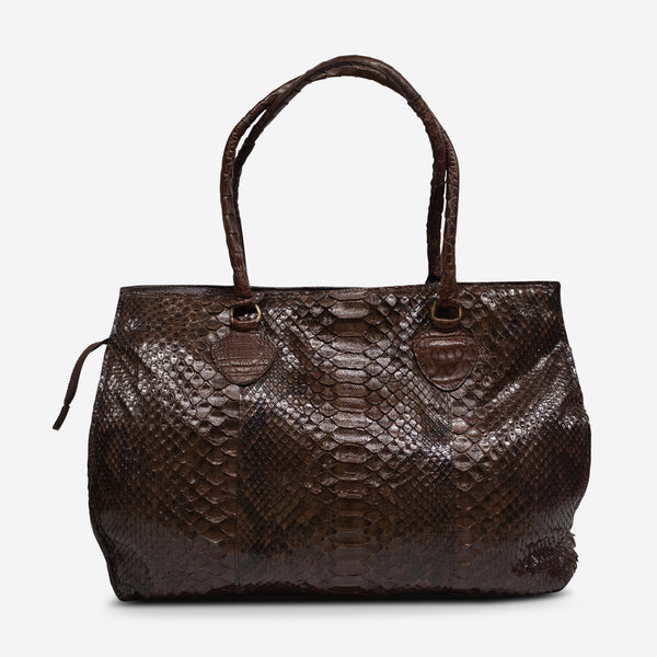 Armenta Brown Caiman Leather Large Tote Bag 20315