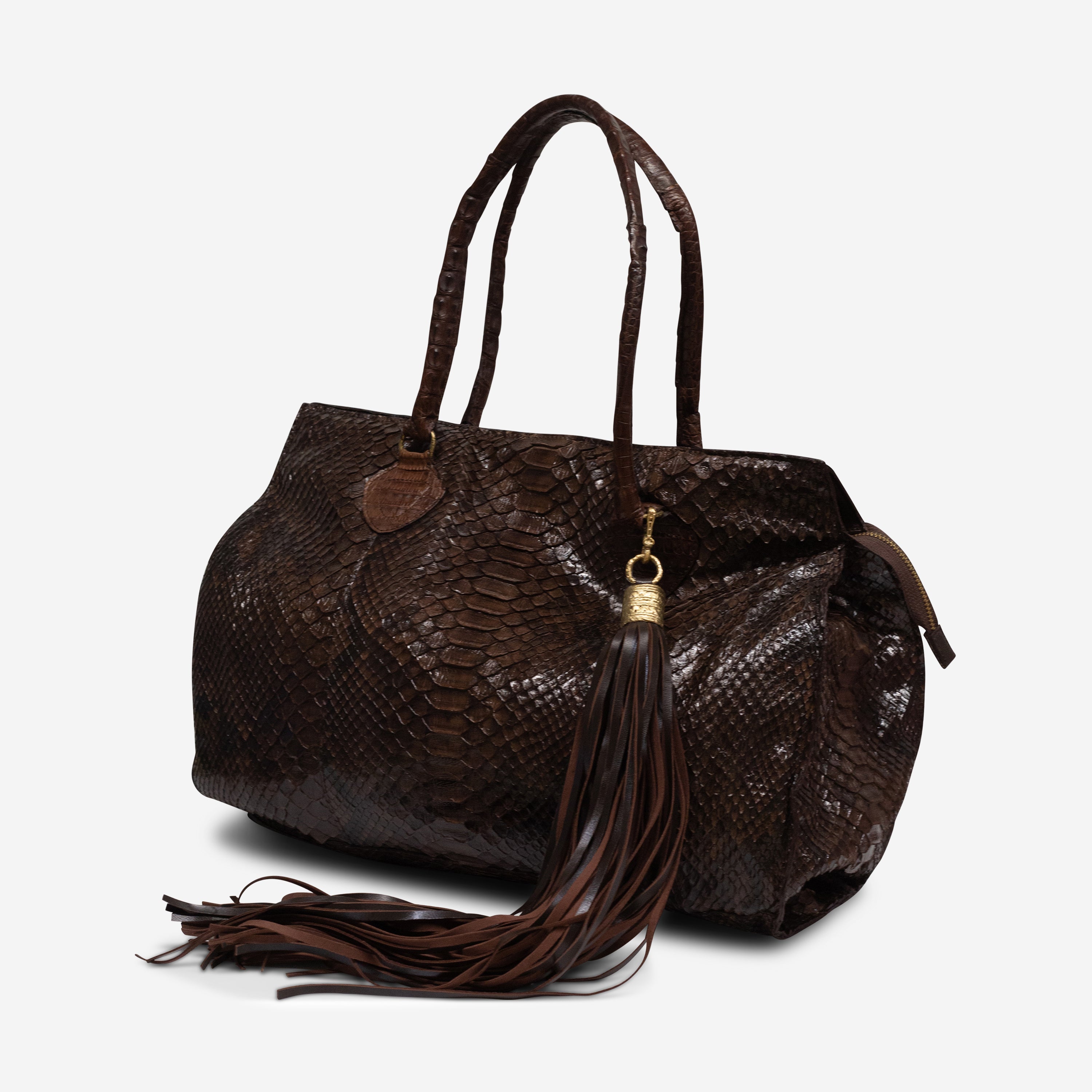 Armenta Brown Caiman Leather Large Tote Bag 20315