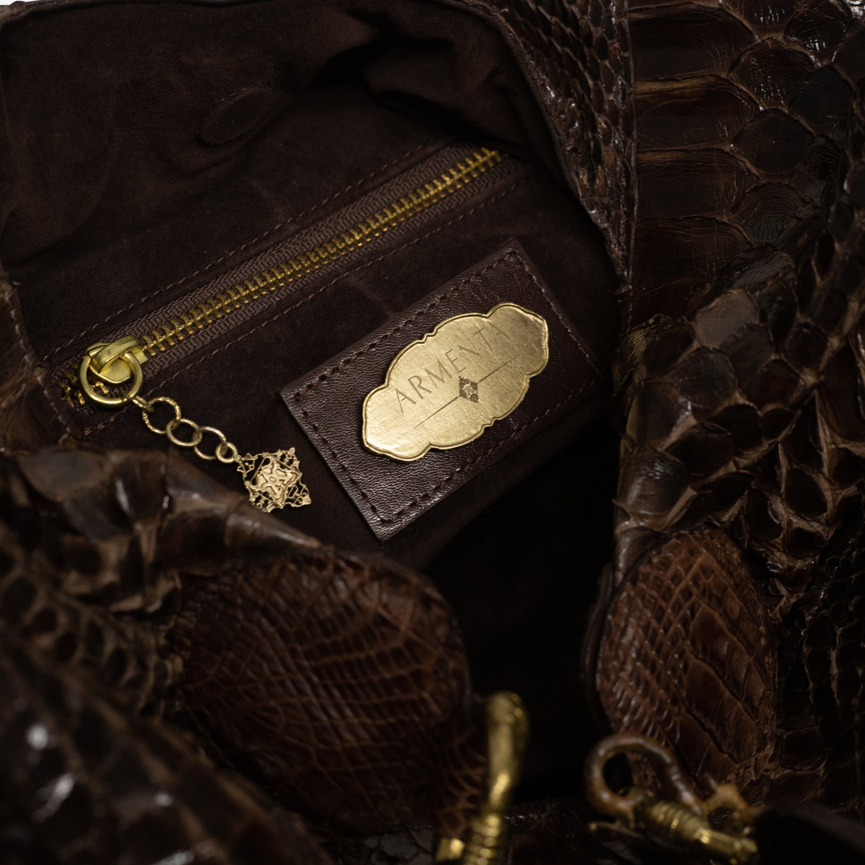 Armenta Brown Caiman Leather Large Tote Bag 20315