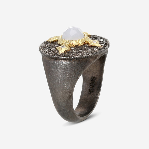 Armenta  18K Yellow Gold & Sterling Silver Diamond & Turkish Chalcedony Statement Ring 20513