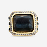 Armenta 18K Yellow Gold & Grey Sterling Silver Tiger Eye & Champagne Diamond Statement Ring Sz. 8 20576