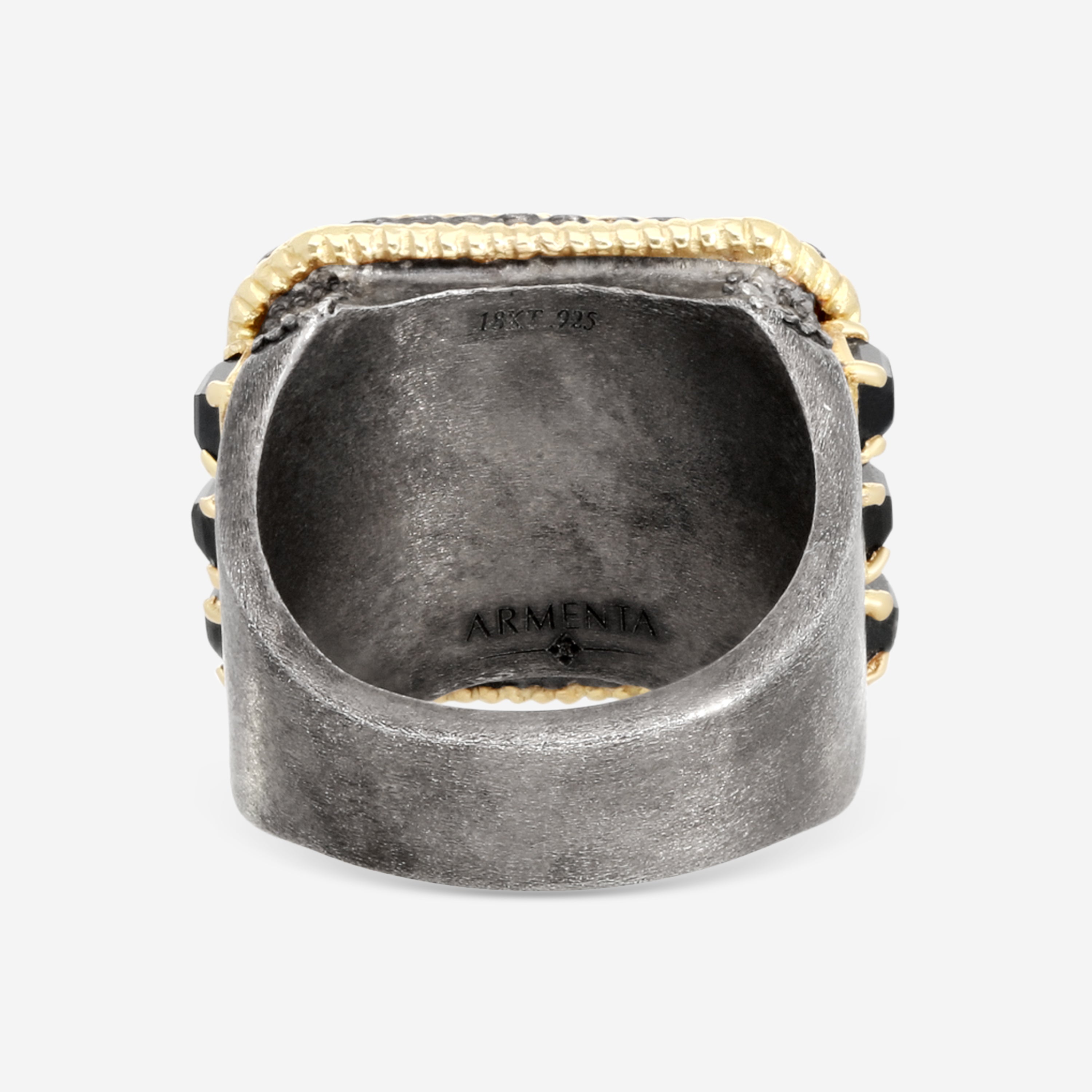 Armenta 18K Yellow Gold & Grey Sterling Silver Tiger Eye & Champagne Diamond Statement Ring Sz. 8 20576