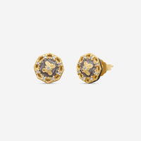 Armenta 18K Yellow Gold & Dusty Rose Enamel Diamond Stud Earrings 20632