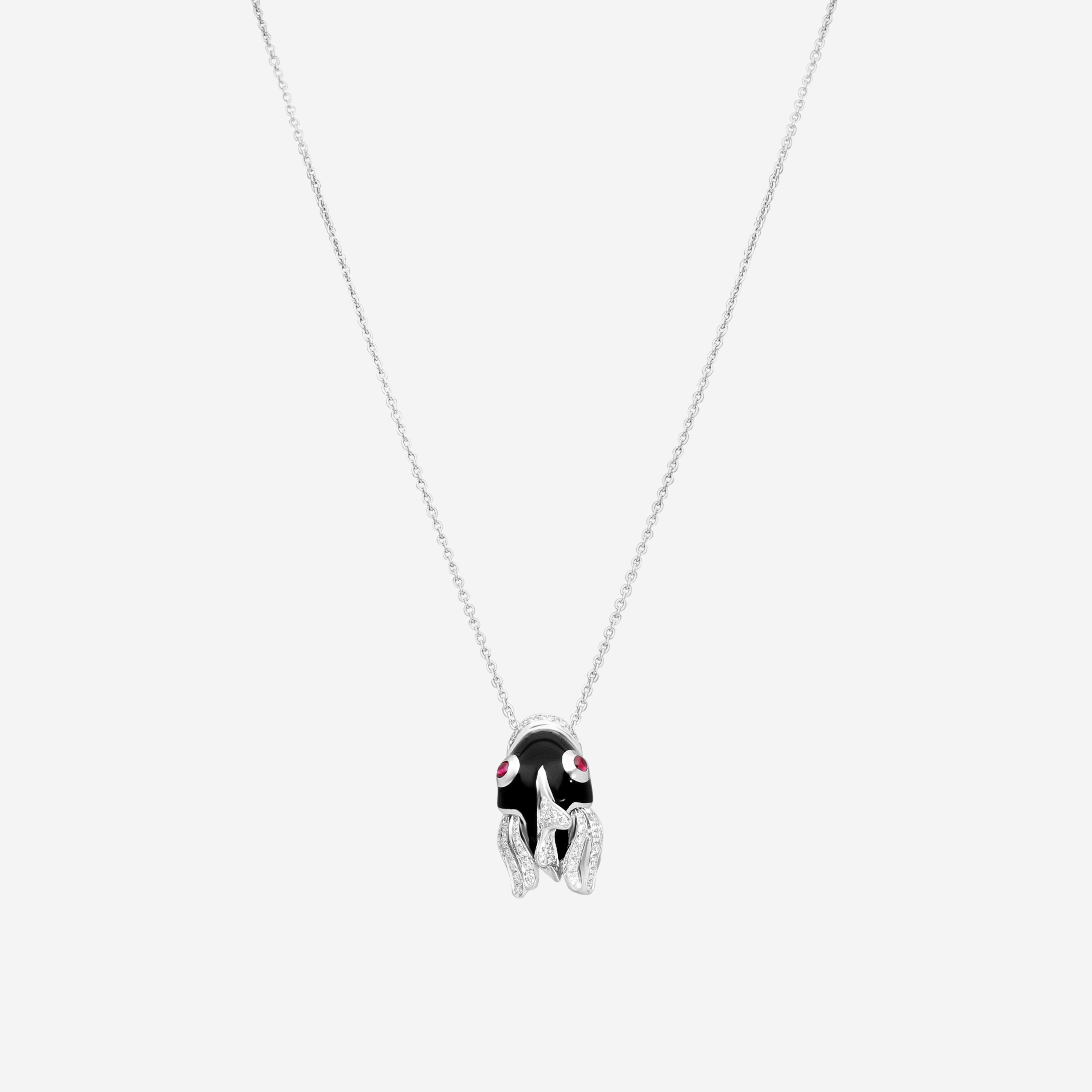 Roberto Coin 18K White Gold & Black Enamel Diamond Pendant Necklace 206724AWCHND - THE SOLIST