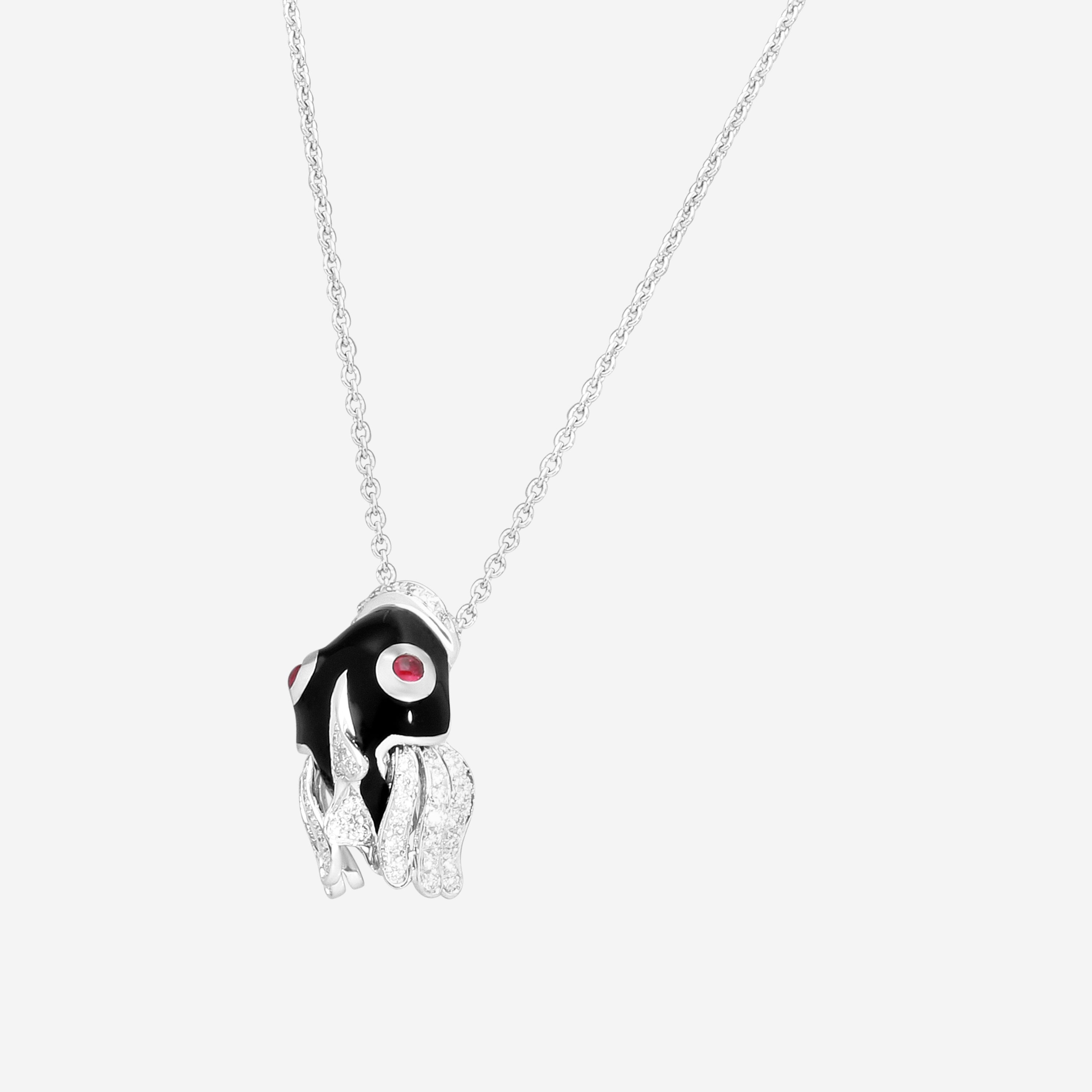 Roberto Coin 18K White Gold & Black Enamel Diamond Pendant Necklace 206724AWCHND - THE SOLIST