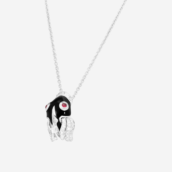 Roberto Coin 18K White Gold & Black Enamel Diamond Pendant Necklace 206724AWCHND - THE SOLIST