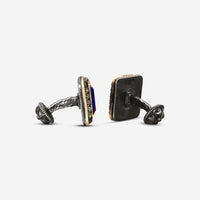 Armenta Romero 18K Yellow Gold & Blackened Sterling Silver Champagne Diamond & Lapis Lazuli Cufflinks 20713