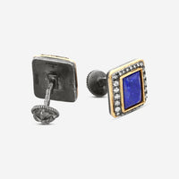 Armenta Romero 18K Yellow Gold & Blackened Sterling Silver Champagne Diamond & Lapis Lazuli Cufflinks 20713