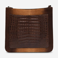 Armenta Brown Calf Leather Crossbody Saddle Bag 20735