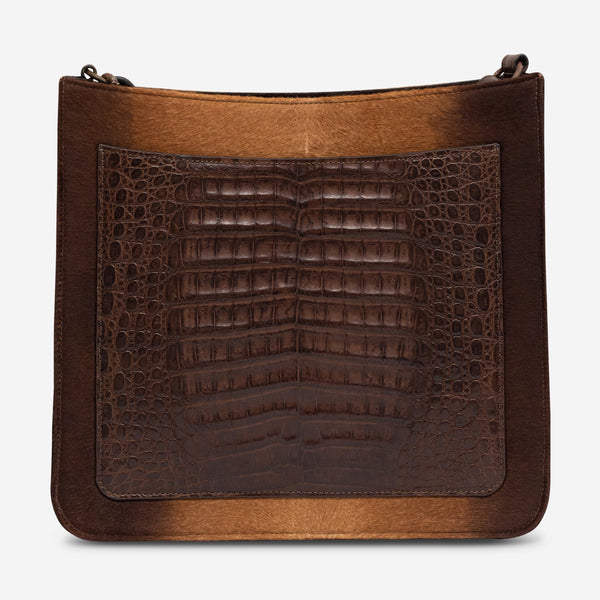 Armenta Brown Calf Leather Crossbody Saddle Bag 20735