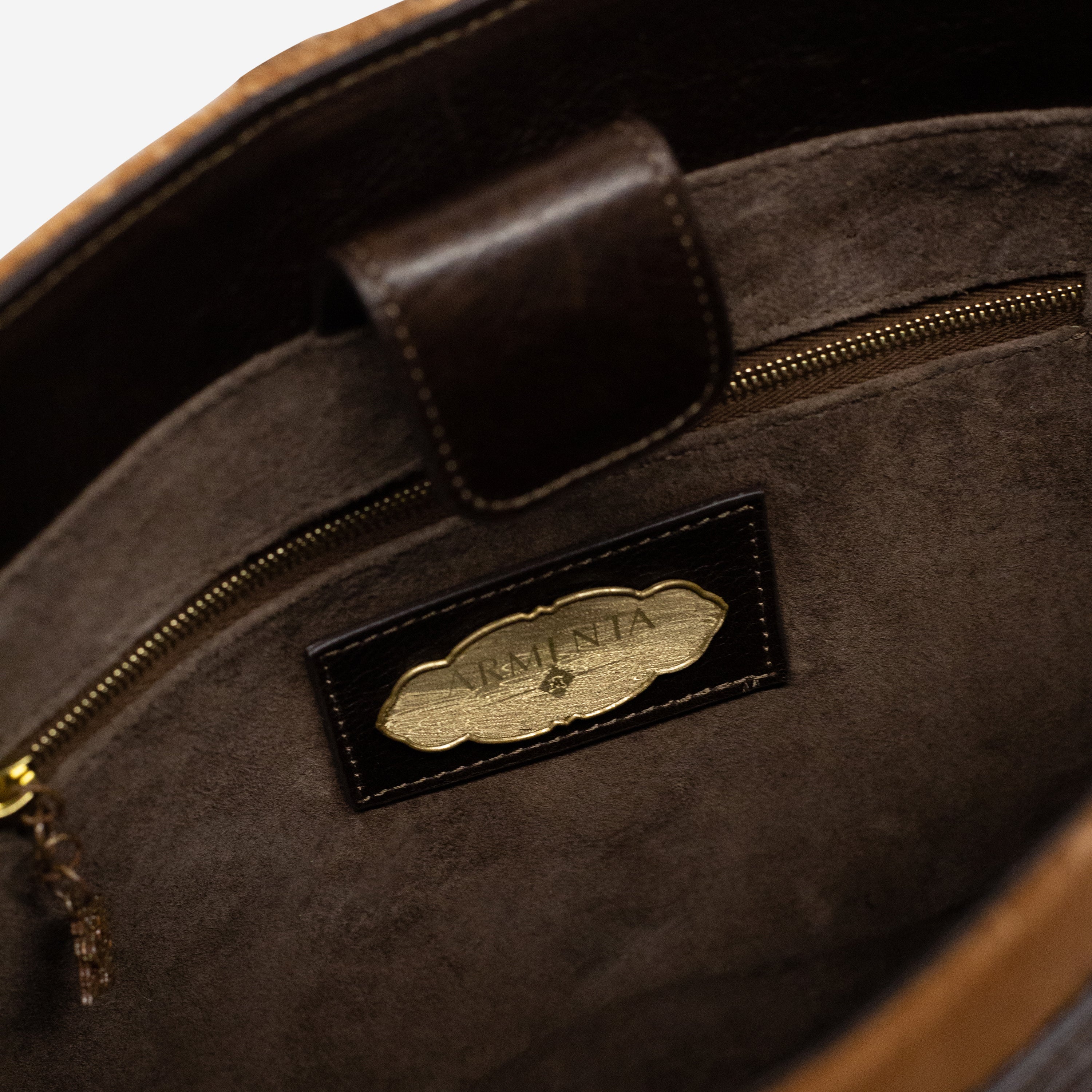 Armenta Brown Calf Leather Crossbody Saddle Bag 20735