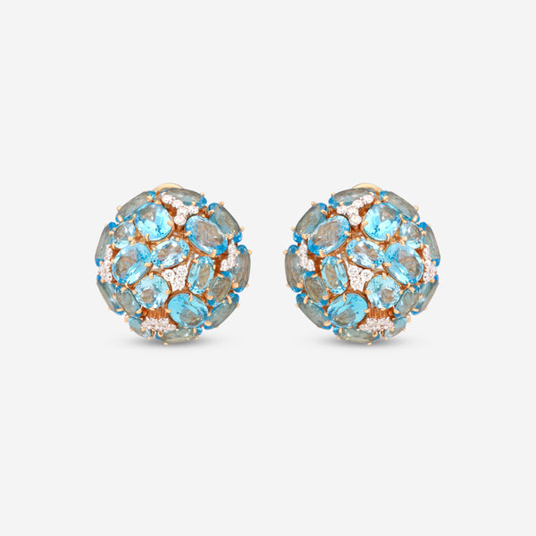 Casato 18K Yellow Gold, Topaz and Diamond Cluster French Clip Earrings 2085790