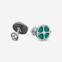 Armenta Romero Grey Sterling Silver & Green Enamel Diamond & White Sapphire Cufflinks 20862