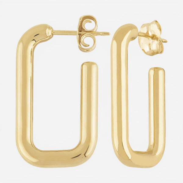 Ina Mar 14K Yellow Gold Small Rounded Rectangle J Hoop Earrings 21/3361