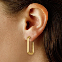 Ina Mar 14K Yellow Gold Small Rounded Rectangle J Hoop Earrings 21/3361