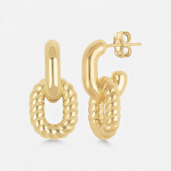 Ina Mar 14K Yellow Gold Oval Double Link Drop Earrings 21/3365