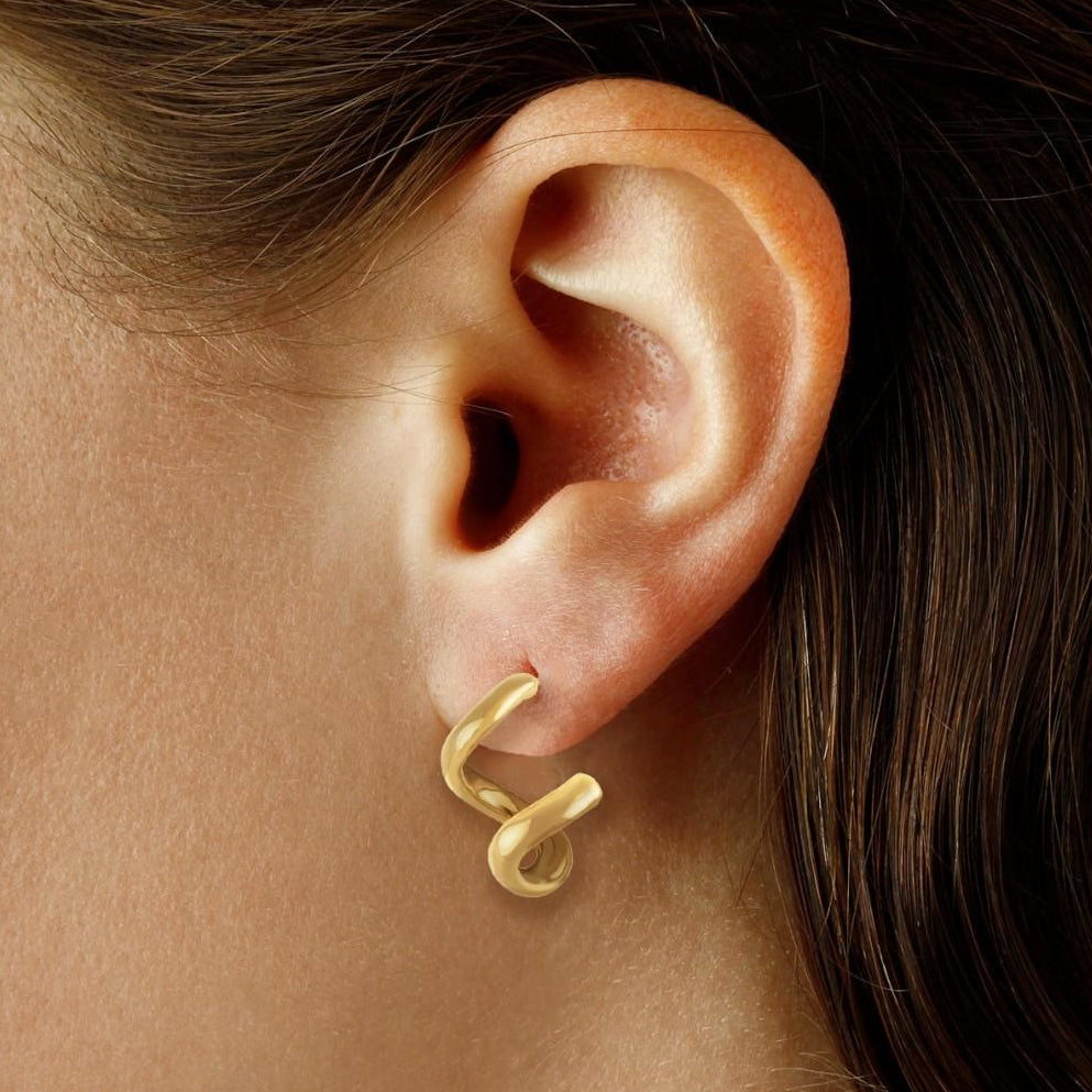 14K Yellow Gold Freeform Twist Drop Earrings 21/3372 - THE SOLIST