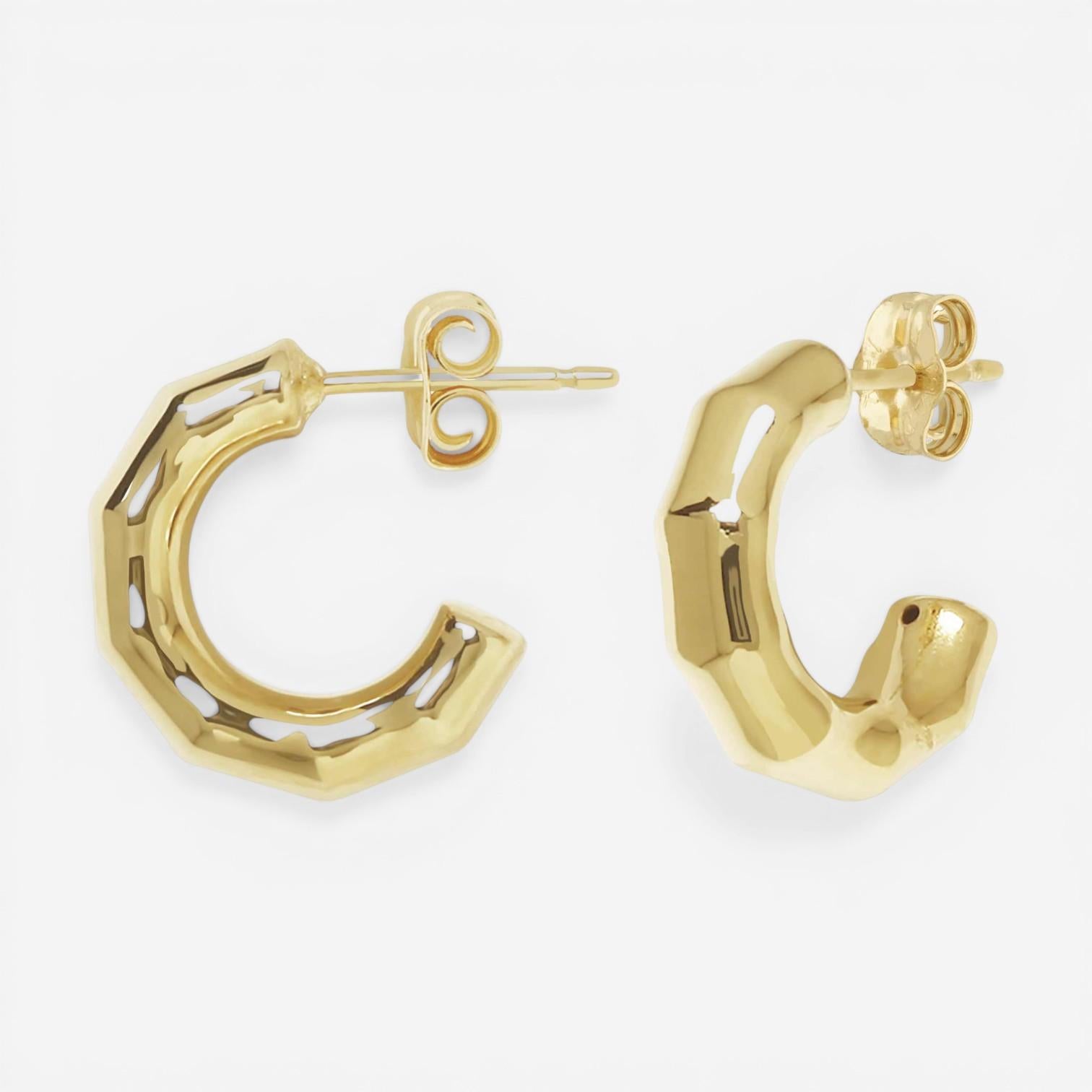 14K Yellow Gold Faceted J-Hoop Earrings 21/3398