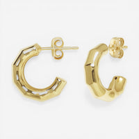 14K Yellow Gold Faceted J-Hoop Earrings 21/3398