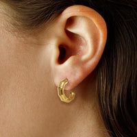 14K Yellow Gold Faceted J-Hoop Earrings 21/3398