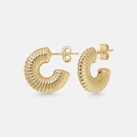 Ina Mar 14K Yellow Gold Flat Ribbed Hoop Earrings 21/3402