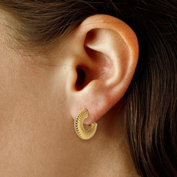 Ina Mar 14K Yellow Gold Flat Ribbed Hoop Earrings 21/3402