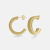 14K Yellow Gold Ribbed Hoop Earrings 21/3409