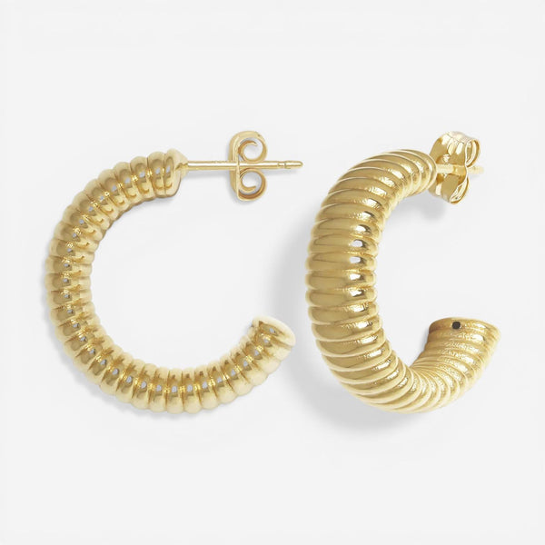 Ina Mar 14K Yellow Gold Ribbed Hoop Earrings 21/3409