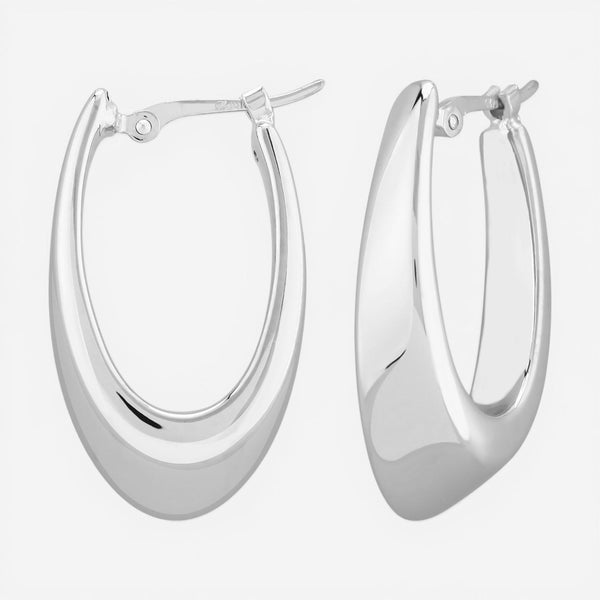 14K White Gold Medium Visor Hoop Earrings 21/4179W - THE SOLIST